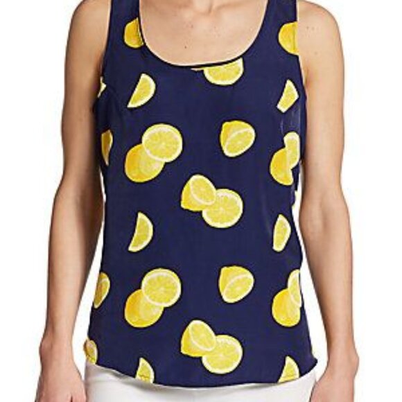 Red Tops - Lemon Print Navy Women's Tank Top